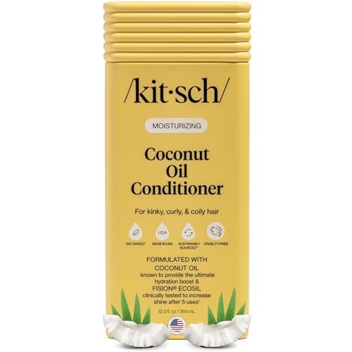 Kitsch Moisturizing Coconut Oil Liquid Conditioner for Women & Men – Deep Moisture, Shine & Manageability for Kinky, Curly & Coily Hair – Color-Safe, 12.3 oz - görsel 2