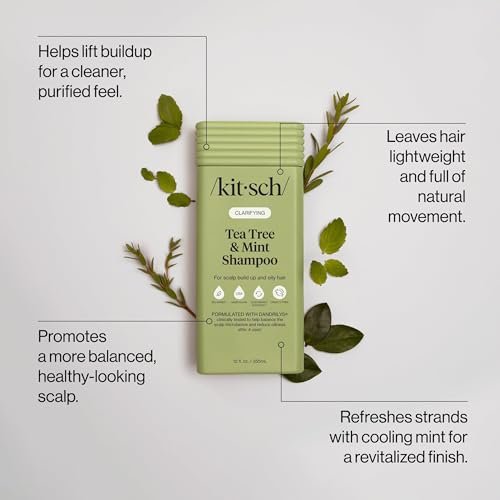 Kitsch Clarifying Tea Tree & Mint Liquid Shampoo – Deep Clean for Oily Hair & Scalp Buildup, Color-Safe, Made in USA (12.3 oz) - görsel 4