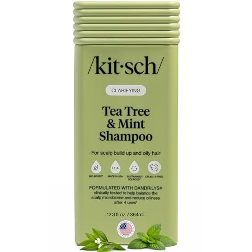 Kitsch Clarifying Tea Tree & Mint Liquid Shampoo – Deep Clean for Oily Hair & Scalp Buildup, Color-Safe, Made in USA (12.3 oz) - görsel 2