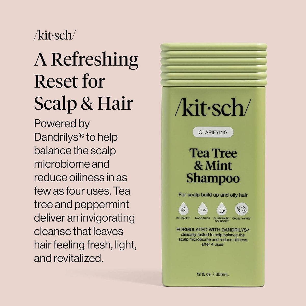 Kitsch Clarifying Tea Tree & Mint Liquid Shampoo – Deep Clean for Oily Hair & Scalp Buildup, Color-Safe, Made in USA (12.3 oz) - görsel 10