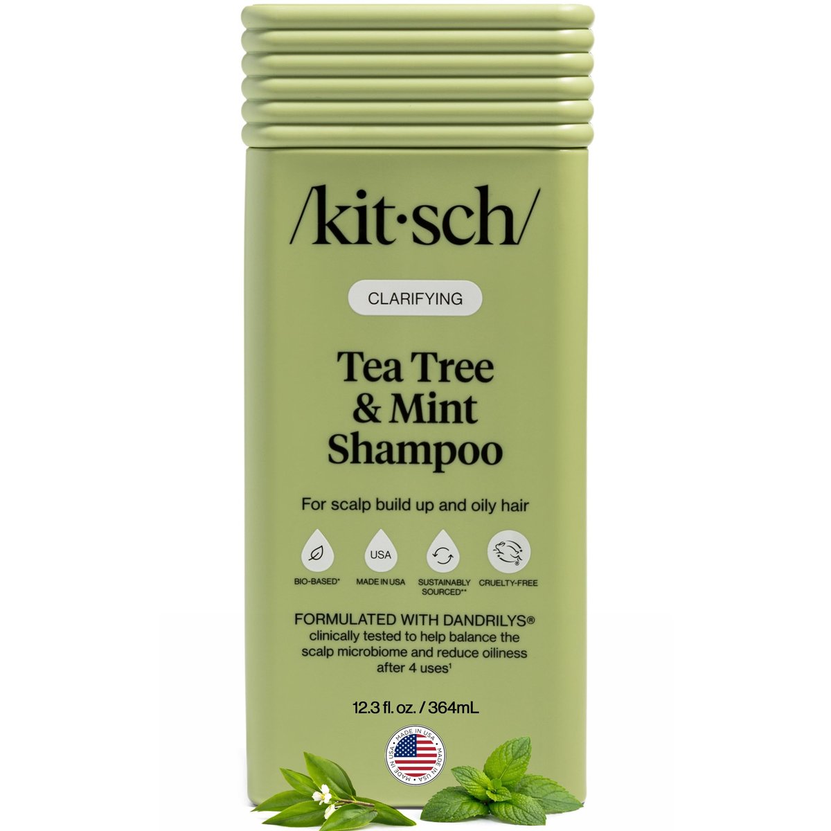Kitsch Clarifying Tea Tree & Mint Liquid Shampoo – Deep Clean for Oily Hair & Scalp Buildup, Color-Safe, Made in USA (12.3 oz) - görsel 1