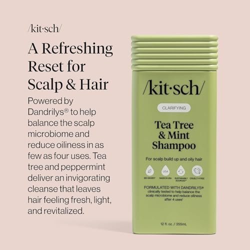 Kitsch Clarifying Tea Tree & Mint Liquid Shampoo – Deep Clean for Oily Hair & Scalp Buildup, Color-Safe, Made in USA (12.3 oz) - görsel 11