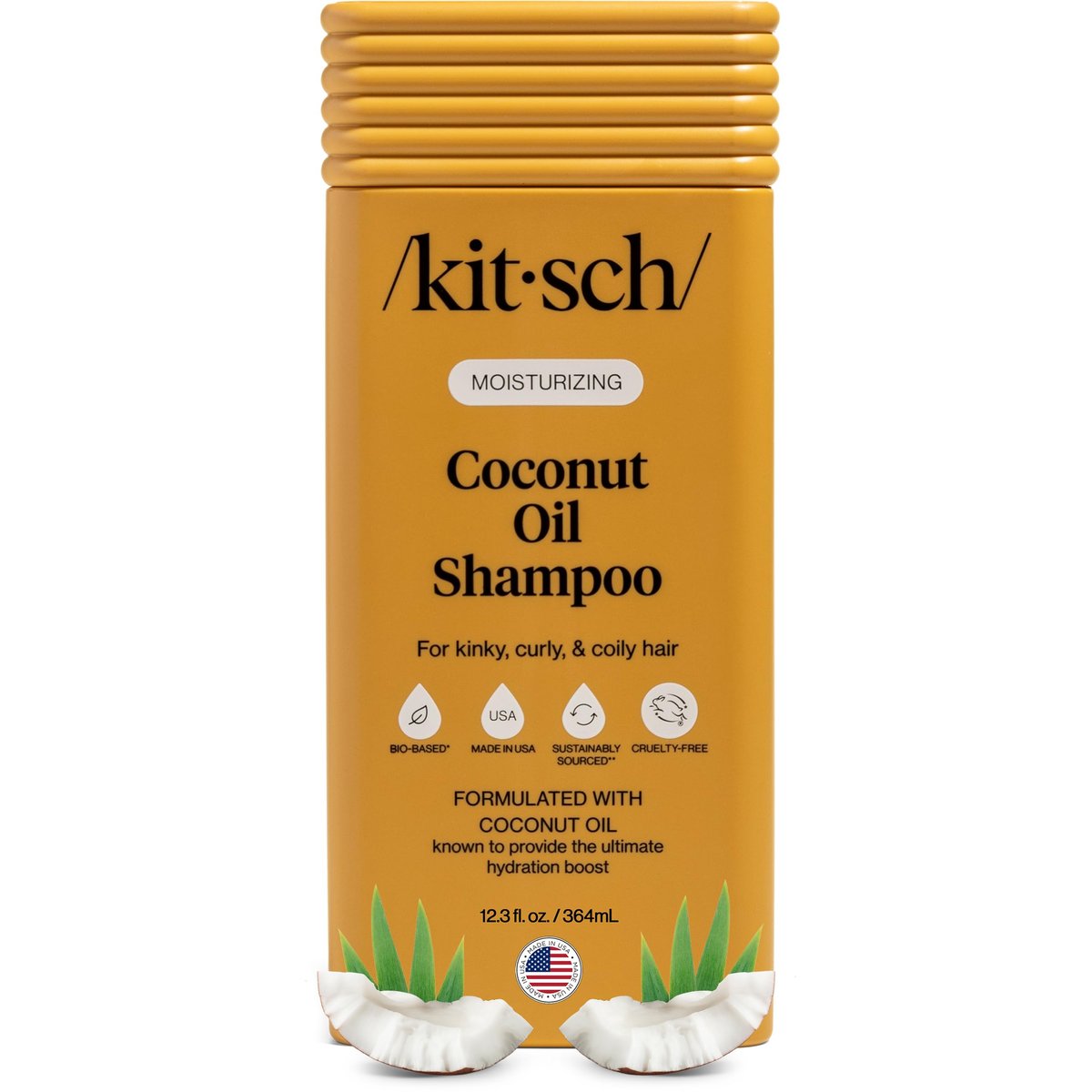 Kitsch Moisturizing Coconut Oil Liquid Shampoo – Deep Moisture for Kinky, Curly & Coily Hair – Color-Safe, Sulfate-Free – 12.3 oz - görsel 1