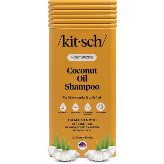Kitsch Moisturizing Coconut Oil Liquid Shampoo – Deep Moisture for Kinky, Curly & Coily Hair – Color-Safe, Sulfate-Free – 12.3 oz
