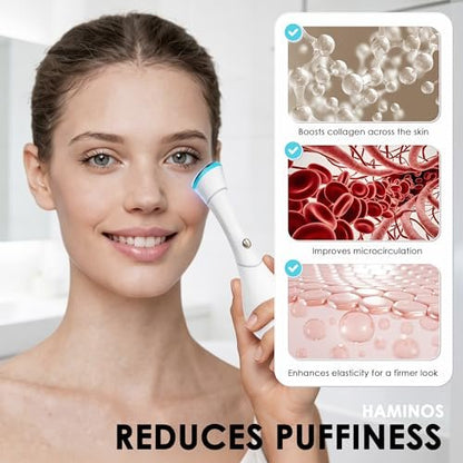 HAMINOS 4-in-1 Facial Massager Wand - Heat, Vibration, Red/Blue Light & Ionic Skincare Absorption for Reducing Puffiness and Reviving Tired-Looking Skin Avelisse