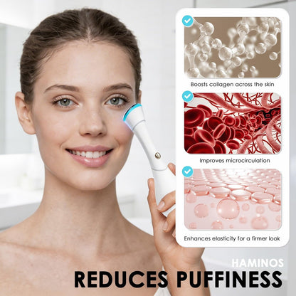HAMINOS 4-in-1 Facial Massager Wand - Heat, Vibration, Red/Blue Light & Ionic Skincare Absorption for Reducing Puffiness and Reviving Tired-Looking Skin Avelisse