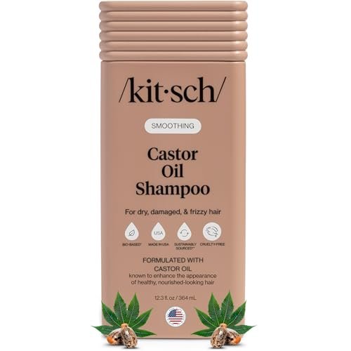 Kitsch Smoothing Castor Oil Liquid Shampoo – Nourishing Hair Shampoo for Women & Men – Smooths Dry, Damaged & Frizzy Hair – Clean, Bio-Based, Color-Safe Hair Care, Made in USA – 12.3 oz - görsel 2