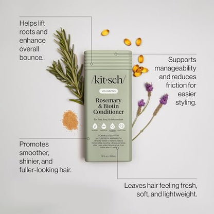 Kitsch Volumizing Rosemary & Biotin Liquid Conditioner for Hair Growth – Boosts Fullness & Shine, Thickening Bio-Based Hair Care, Color-Safe, Made in USA – 12.3 oz Avelisse