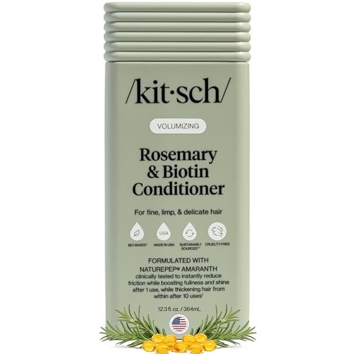 Kitsch Volumizing Rosemary & Biotin Liquid Conditioner for Hair Growth – Boosts Fullness & Shine, Thickening Bio-Based Hair Care, Color-Safe, Made in USA – 12.3 oz Avelisse