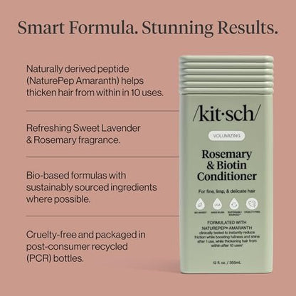 Kitsch Volumizing Rosemary & Biotin Liquid Conditioner for Hair Growth – Boosts Fullness & Shine, Thickening Bio-Based Hair Care, Color-Safe, Made in USA – 12.3 oz Avelisse