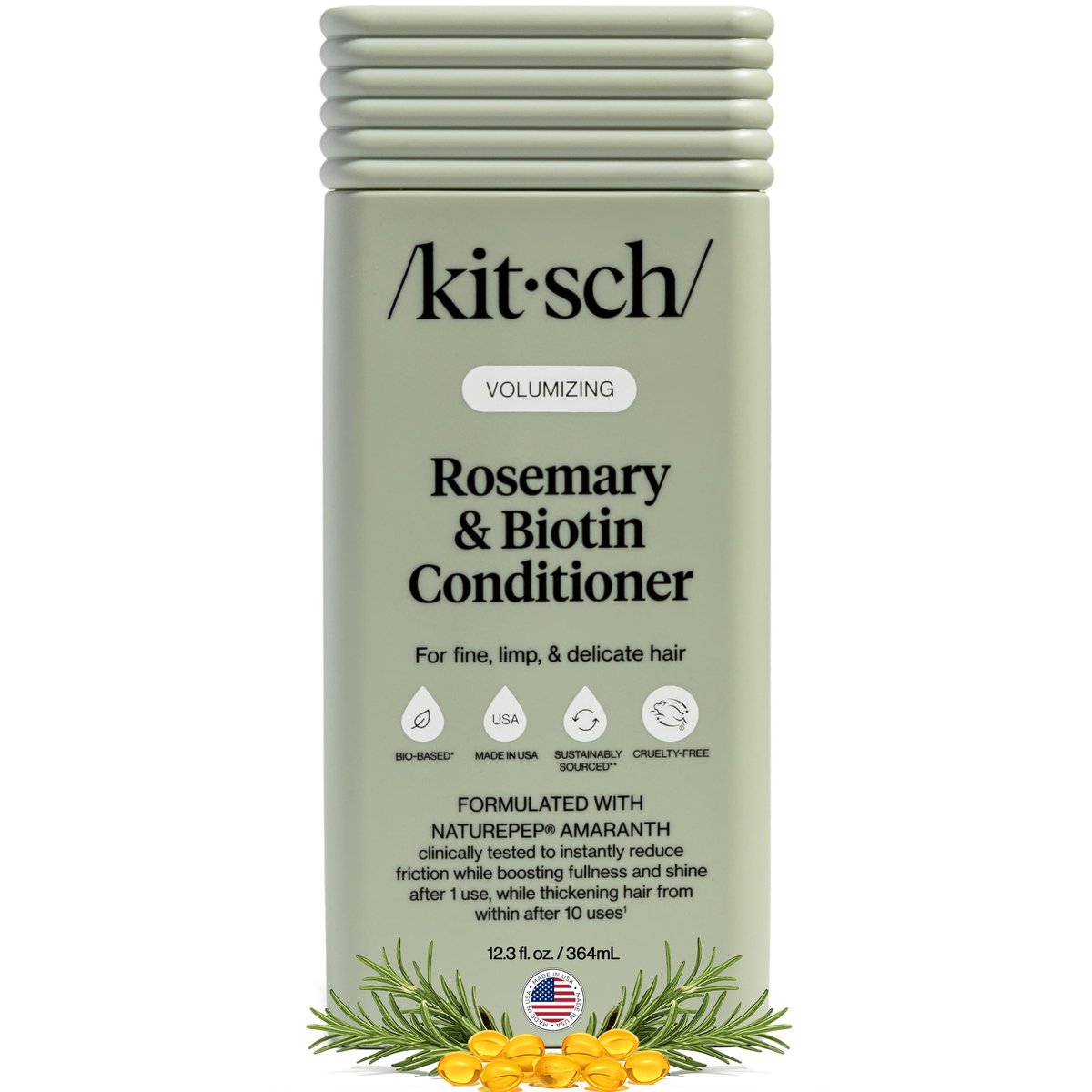 Kitsch Volumizing Rosemary & Biotin Liquid Conditioner for Hair Growth – Boosts Fullness & Shine, Thickening Bio-Based Hair Care, Color-Safe, Made in USA – 12.3 oz Avelisse