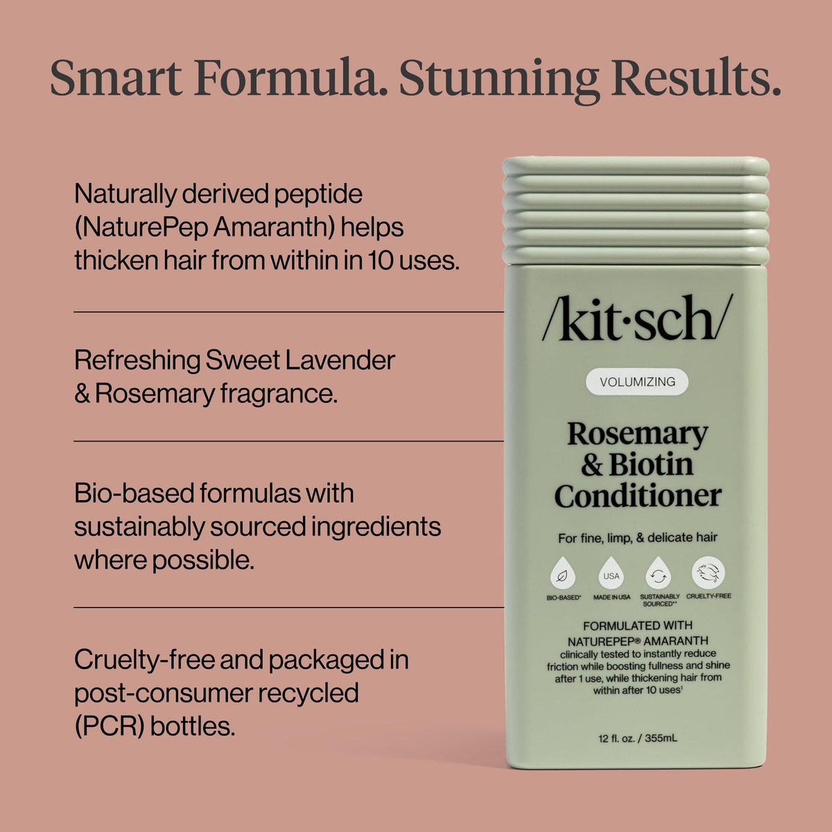 Kitsch Volumizing Rosemary & Biotin Liquid Conditioner for Hair Growth – Boosts Fullness & Shine, Thickening Bio-Based Hair Care, Color-Safe, Made in USA – 12.3 oz Avelisse