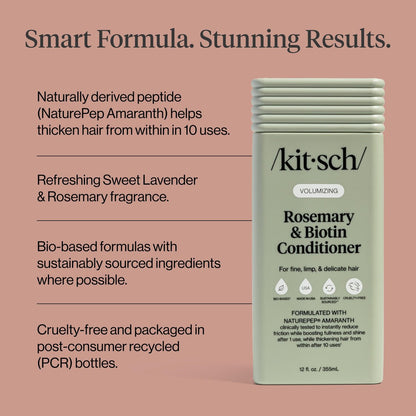 Kitsch Volumizing Rosemary & Biotin Liquid Conditioner for Hair Growth – Boosts Fullness & Shine, Thickening Bio-Based Hair Care, Color-Safe, Made in USA – 12.3 oz Avelisse