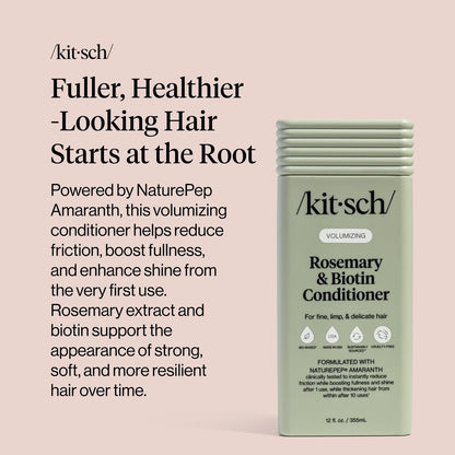 Kitsch Volumizing Rosemary & Biotin Liquid Conditioner for Hair Growth – Boosts Fullness & Shine, Thickening Bio-Based Hair Care, Color-Safe, Made in USA – 12.3 oz Avelisse