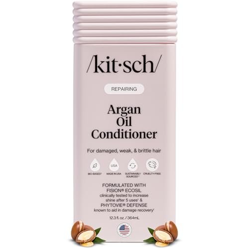Kitsch Repairing Argan Oil Liquid Conditioner – Hydrating Hair Repair for Shine & Smoothness, Color-Safe, Made in USA, 12.3 oz - görsel 1