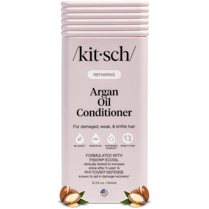 Kitsch Repairing Argan Oil Liquid Conditioner – Hydrating Hair Repair for Shine & Smoothness, Color-Safe, Made in USA, 12.3 oz