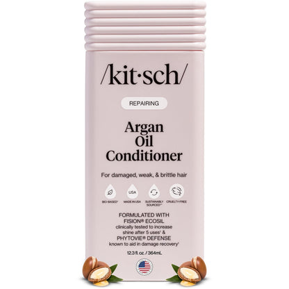 Kitsch Repairing Argan Oil Liquid Conditioner – Hydrating Hair Repair for Shine & Smoothness, Color-Safe, Made in USA, 12.3 oz