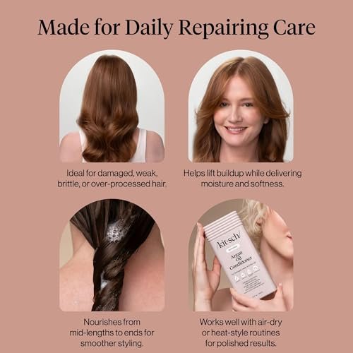 Kitsch Repairing Argan Oil Liquid Conditioner – Hydrating Hair Repair for Shine & Smoothness, Color-Safe, Made in USA, 12.3 oz - görsel 11