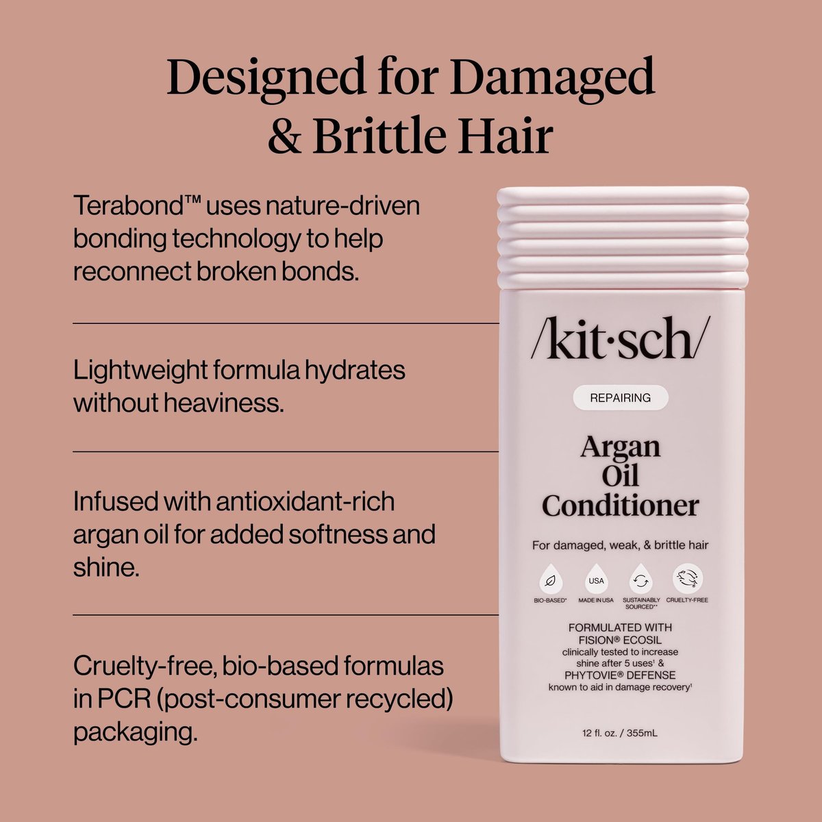 Kitsch Repairing Argan Oil Liquid Conditioner – Hydrating Hair Repair for Shine & Smoothness, Color-Safe, Made in USA, 12.3 oz - görsel 6