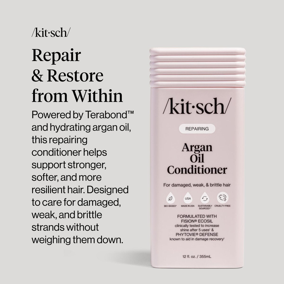 Kitsch Repairing Argan Oil Liquid Conditioner – Hydrating Hair Repair for Shine & Smoothness, Color-Safe, Made in USA, 12.3 oz - görsel 10