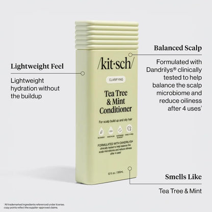 Kitsch Clarifying Tea Tree Liquid Conditioner – Lightweight Hydration for Oily Hair & Scalp, 12.3 oz