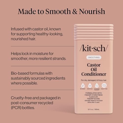 Kitsch Smoothing Castor Oil Liquid Conditioner – Nourishing Hair Conditioner for Dry, Damaged & Frizzy Hair – Clean, Color-Safe, Bio-Based Formula, Made in USA – 12.3 oz - görsel 5