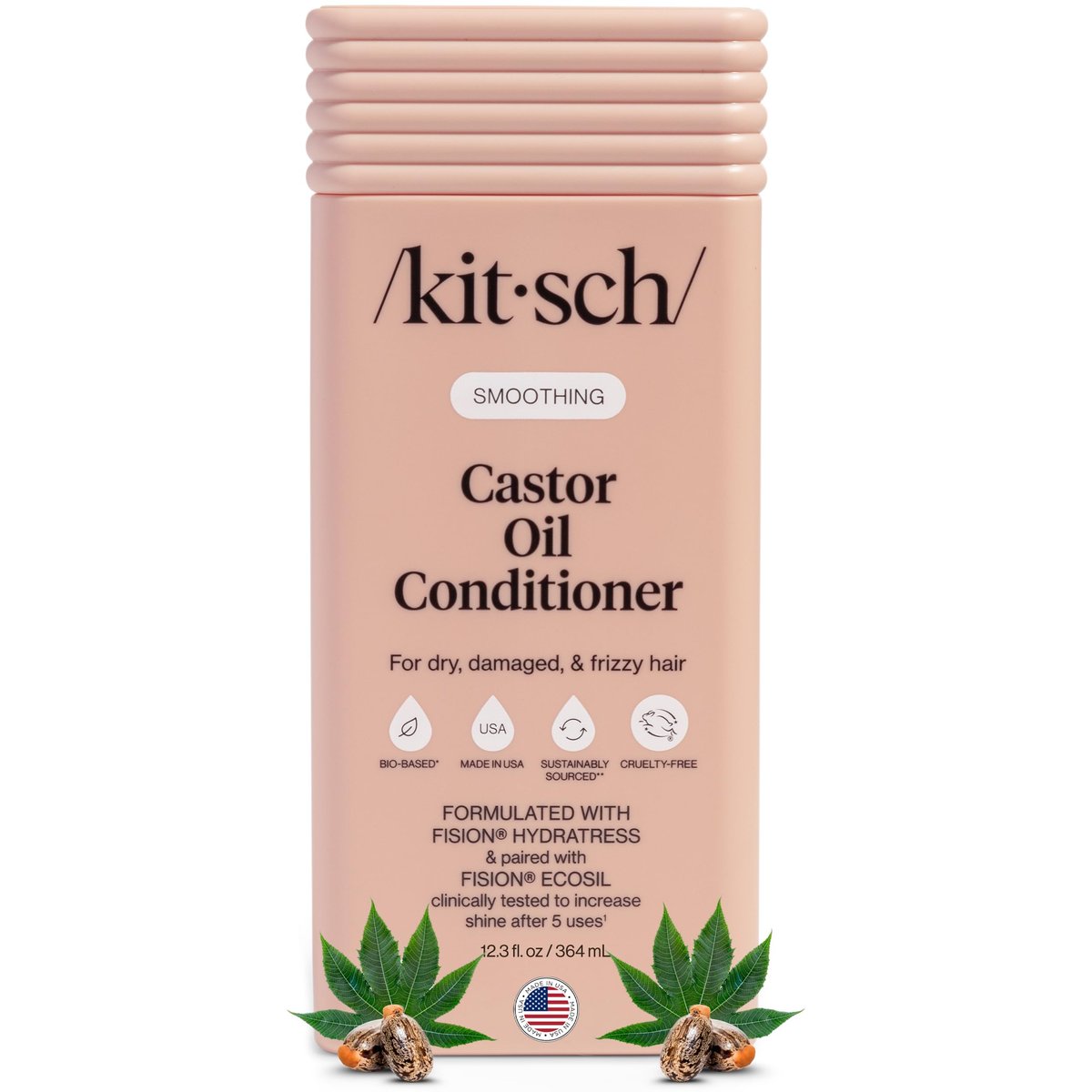 Kitsch Smoothing Castor Oil Liquid Conditioner – Nourishing Hair Conditioner for Dry, Damaged & Frizzy Hair – Clean, Color-Safe, Bio-Based Formula, Made in USA – 12.3 oz - görsel 2