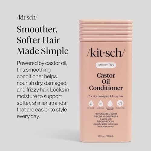 Kitsch Smoothing Castor Oil Liquid Conditioner – Nourishing Hair Conditioner for Dry, Damaged & Frizzy Hair – Clean, Color-Safe, Bio-Based Formula, Made in USA – 12.3 oz - görsel 9