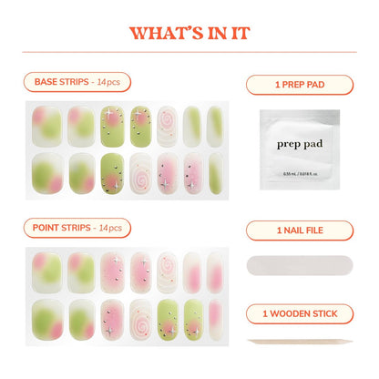Heyhae Semi Cured Gel Nail Strips - Hey, Sweetheart Latte - No LED Lamp Needed, Easy Apply & Remove, Salon Quality - 28 Strips + Prep Pads + Nail File + Wooden Stick Avelisse