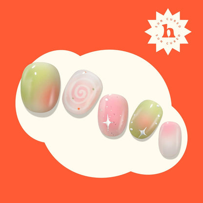 Heyhae Semi Cured Gel Nail Strips - Hey, Sweetheart Latte - No LED Lamp Needed, Easy Apply & Remove, Salon Quality - 28 Strips + Prep Pads + Nail File + Wooden Stick Avelisse