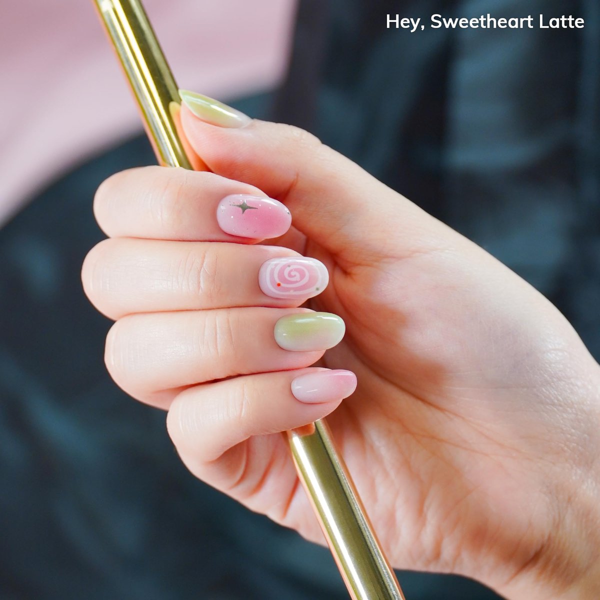 Heyhae Semi Cured Gel Nail Strips - Hey, Sweetheart Latte - No LED Lamp Needed, Easy Apply & Remove, Salon Quality - 28 Strips + Prep Pads + Nail File + Wooden Stick Avelisse