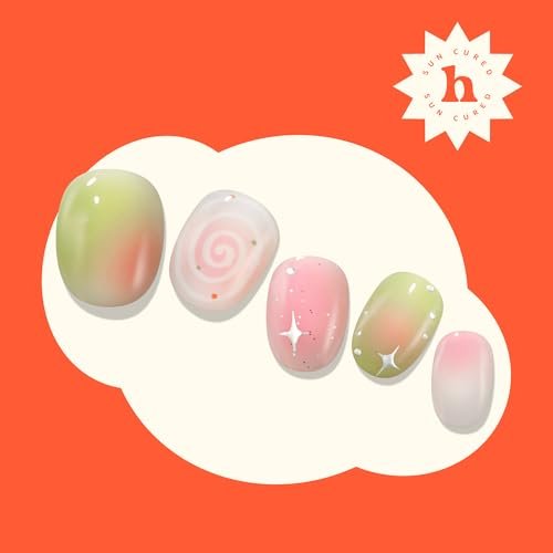 Heyhae Semi Cured Gel Nail Strips - Hey, Sweetheart Latte - No LED Lamp Needed, Easy Apply & Remove, Salon Quality - 28 Strips + Prep Pads + Nail File + Wooden Stick Avelisse
