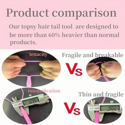 9pcs Topsy Hair Tail Tools & Rat Tail Combs Set - 6 Ponytail Pull Through Tools & 3 Long Steel Pin Combs for Women & Girls - Pink, Purple, Blue - görsel 12