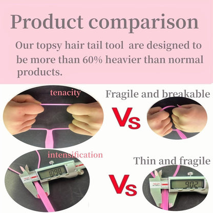 9pcs Topsy Hair Tail Tools & Rat Tail Combs Set - 6 Ponytail Pull Through Tools & 3 Long Steel Pin Combs for Women & Girls - Pink, Purple, Blue