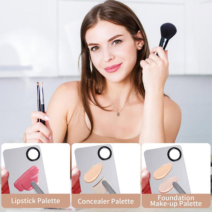 Stainless Steel Cosmetic Makeup Palette & Foundation Spatula – Professional Makeup Mixing Tool by MixPeak (Silver, 1 Piece)