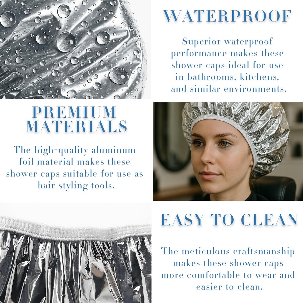 Brvlsoc Reusable Aluminum Foil Heat Cap – Deep Conditioning Processing Cap with Elastic Band for Hair Treatment & Coloring, Salon, Sauna & Home Use (Silver, Adjustable) - görsel 5