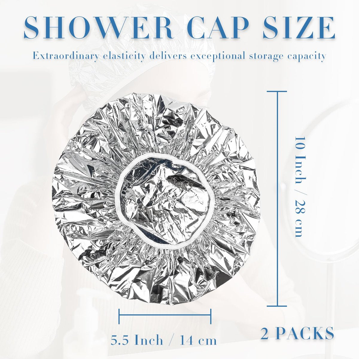 Brvlsoc Reusable Aluminum Foil Heat Cap – Deep Conditioning Processing Cap with Elastic Band for Hair Treatment & Coloring, Salon, Sauna & Home Use (Silver, Adjustable) - görsel 3