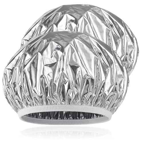 Brvlsoc Reusable Aluminum Foil Heat Cap – Deep Conditioning Processing Cap with Elastic Band for Hair Treatment & Coloring, Salon, Sauna & Home Use (Silver, Adjustable) - görsel 2