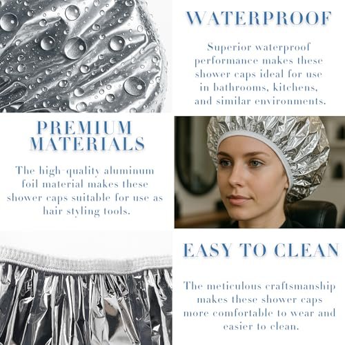 Brvlsoc Reusable Aluminum Foil Heat Cap – Deep Conditioning Processing Cap with Elastic Band for Hair Treatment & Coloring, Salon, Sauna & Home Use (Silver, Adjustable) - görsel 6
