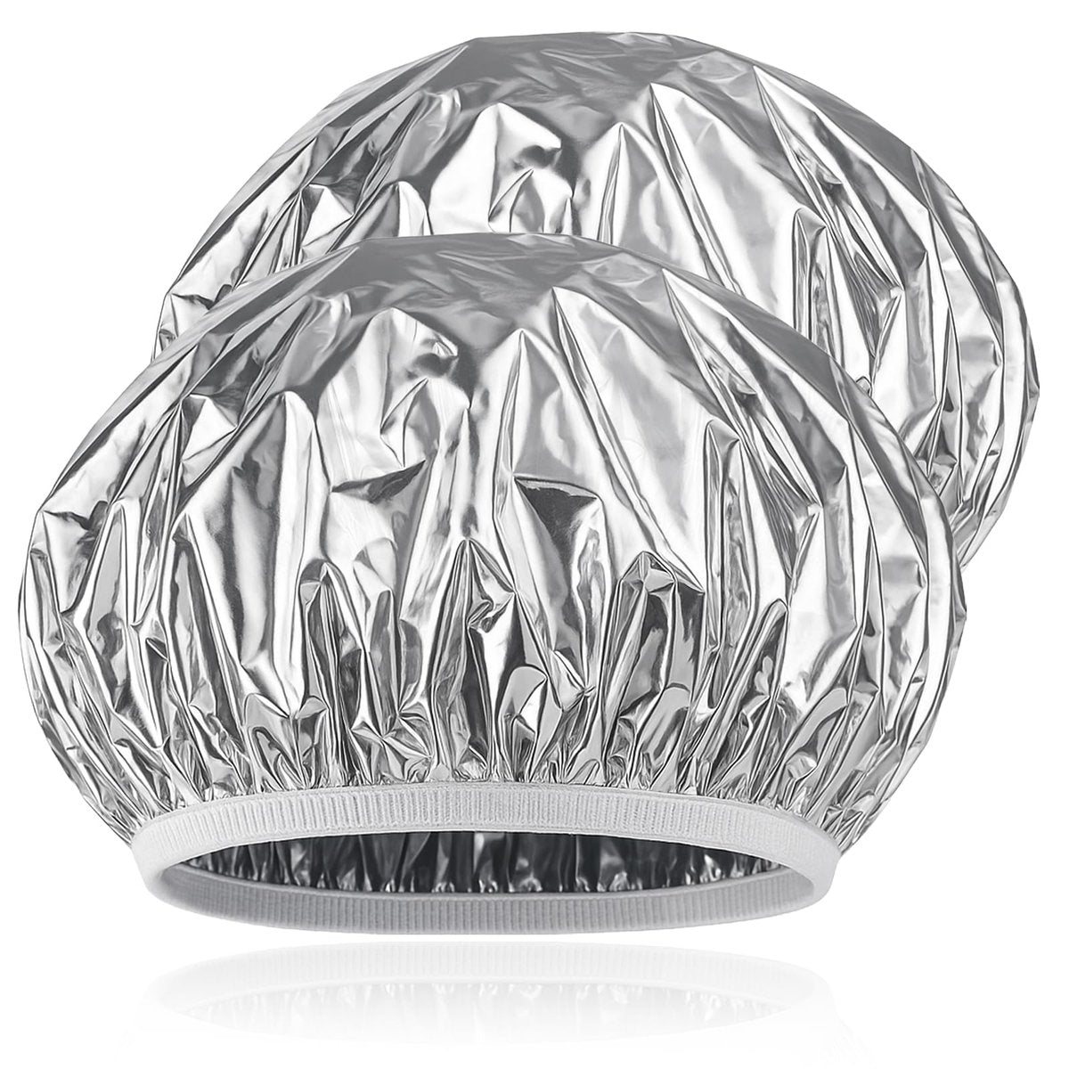 Brvlsoc Reusable Aluminum Foil Heat Cap – Deep Conditioning Processing Cap with Elastic Band for Hair Treatment & Coloring, Salon, Sauna & Home Use (Silver, Adjustable) - görsel 1