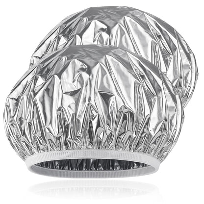 Brvlsoc Reusable Aluminum Foil Heat Cap – Deep Conditioning Processing Cap with Elastic Band for Hair Treatment & Coloring, Salon, Sauna & Home Use (Silver, Adjustable)