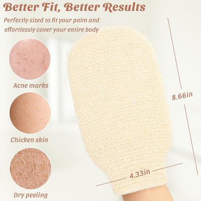 Brvlsoc 2-Pack Hemp Bath Gloves – Natural Exfoliating Shower Mitts for Body Scrub, Gentle Washcloth Mittens for Men & Women Skincare