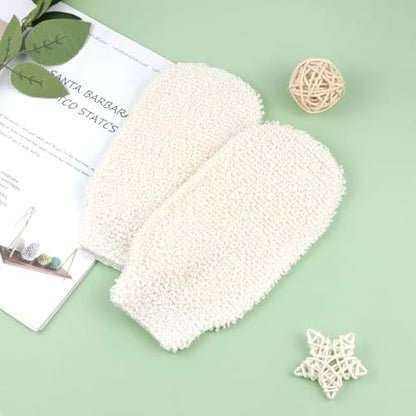 Brvlsoc 2-Pack Hemp Bath Gloves – Natural Exfoliating Shower Mitts for Body Scrub, Gentle Washcloth Mittens for Men & Women Skincare