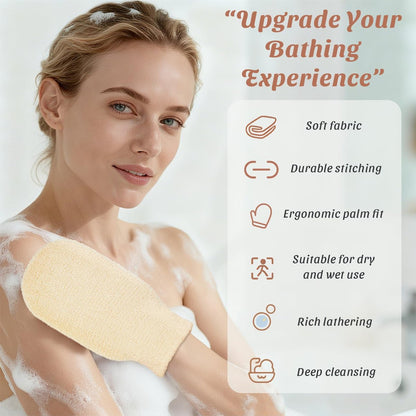 Brvlsoc 2-Pack Hemp Bath Gloves – Natural Exfoliating Shower Mitts for Body Scrub, Gentle Washcloth Mittens for Men & Women Skincare