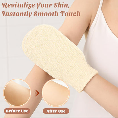 Brvlsoc 2-Pack Hemp Bath Gloves – Natural Exfoliating Shower Mitts for Body Scrub, Gentle Washcloth Mittens for Men & Women Skincare