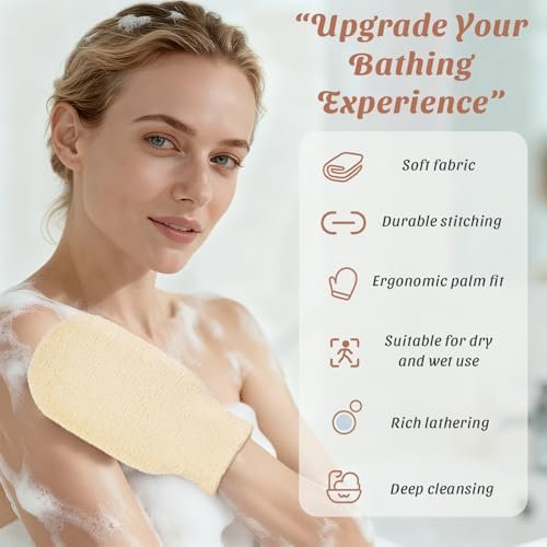 Brvlsoc 2-Pack Hemp Bath Gloves – Natural Exfoliating Shower Mitts for Body Scrub, Gentle Washcloth Mittens for Men & Women Skincare - görsel 6