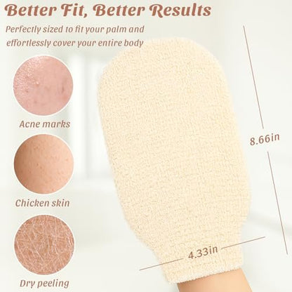 Brvlsoc 2-Pack Hemp Bath Gloves – Natural Exfoliating Shower Mitts for Body Scrub, Gentle Washcloth Mittens for Men & Women Skincare