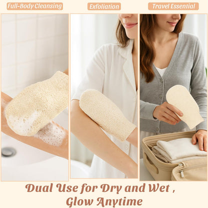 Brvlsoc 2-Pack Hemp Bath Gloves – Natural Exfoliating Shower Mitts for Body Scrub, Gentle Washcloth Mittens for Men & Women Skincare