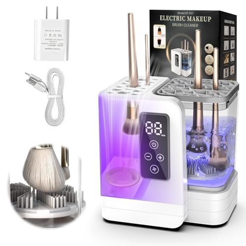 5-in-1 Electric Makeup Brush Cleaner & Dryer – Portable Automatic USB Brush Cleaner with Deep-Clean Silicone Brush for All Sizes (Contour, Eyeshadow, Blush) – Pearl Avelisse