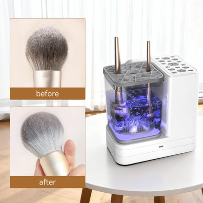 5-in-1 Electric Makeup Brush Cleaner & Dryer – Portable Automatic USB Brush Cleaner with Deep-Clean Silicone Brush for All Sizes (Contour, Eyeshadow, Blush) – Pearl Avelisse